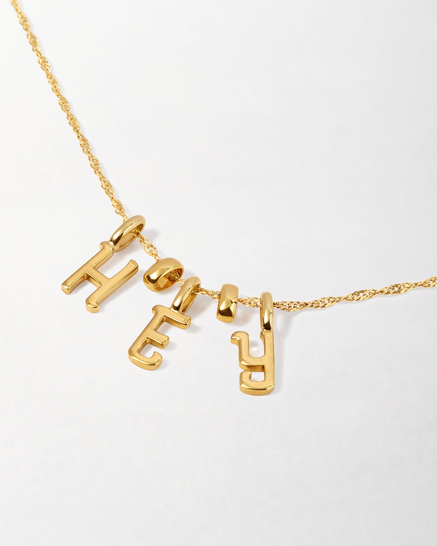 Triple Initial Solid Gold Necklace