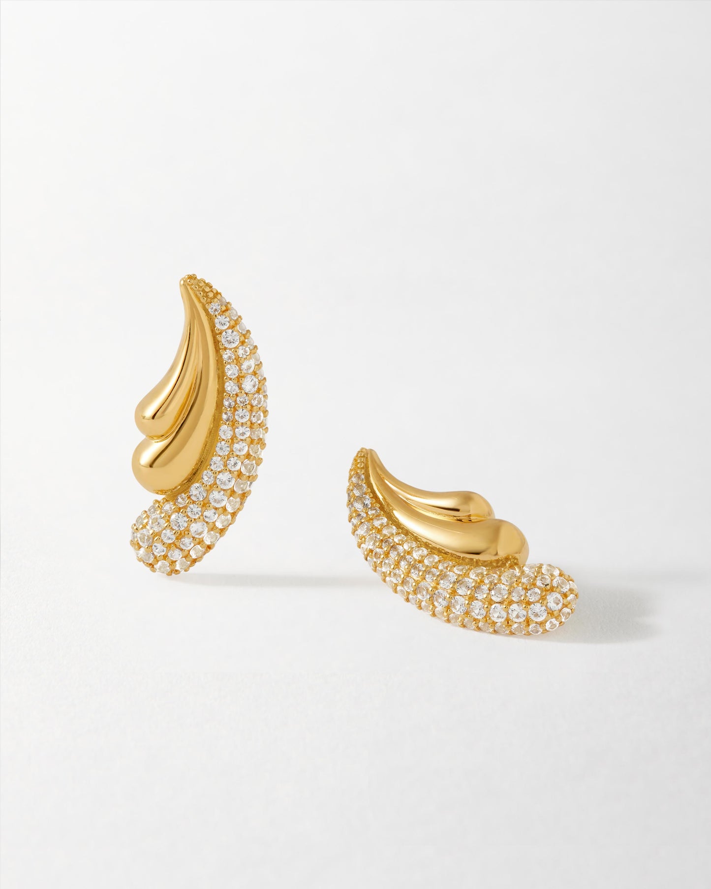 Wave Pave Statement Stud Earrings