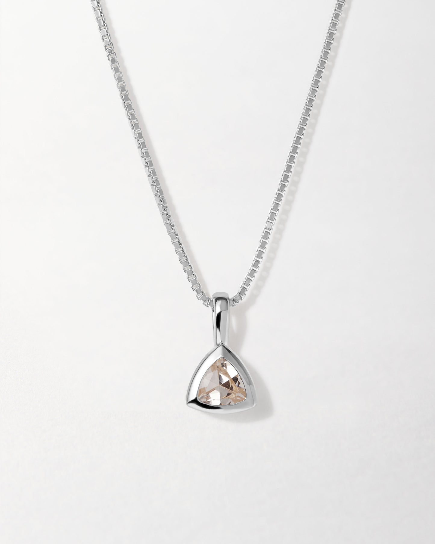 White Topaz April Birthstone Necklace - Silver