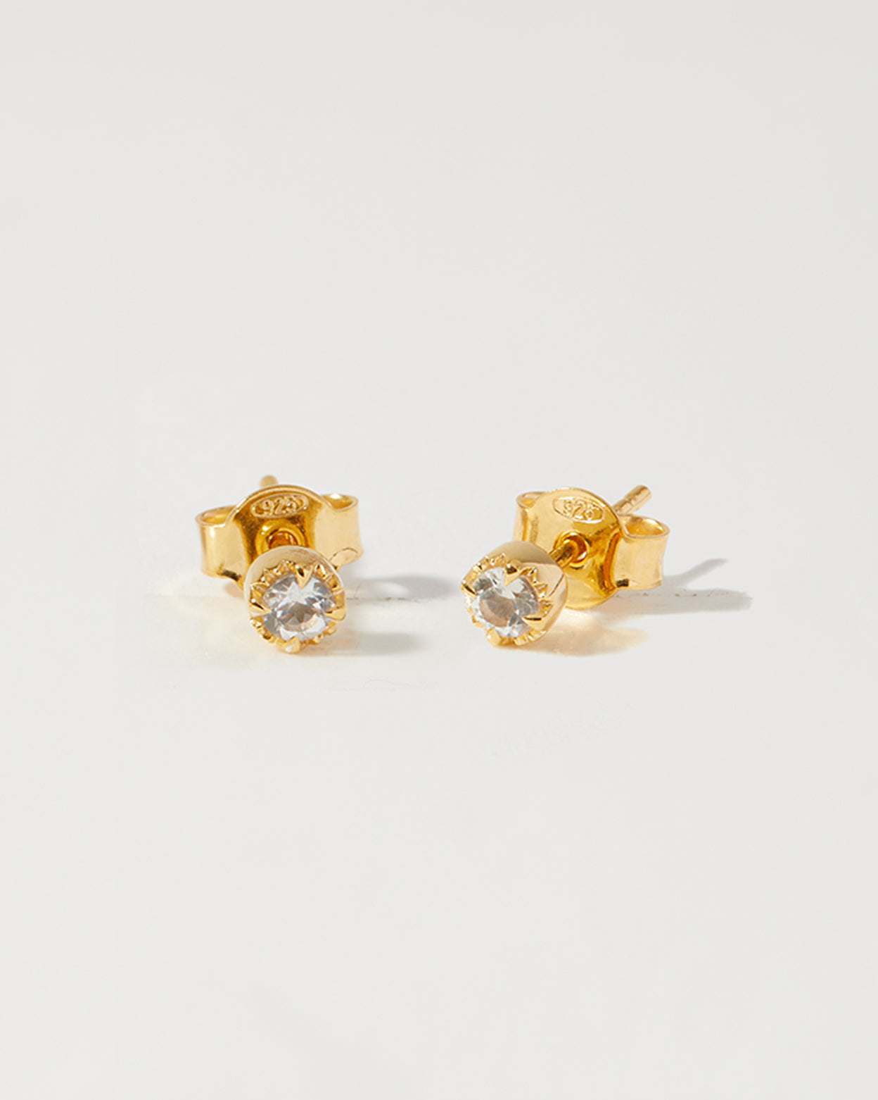 White Topaz April Birthstone Studs