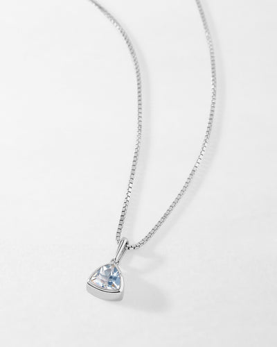 Blue Topaz December Birthstone Necklace - Silver