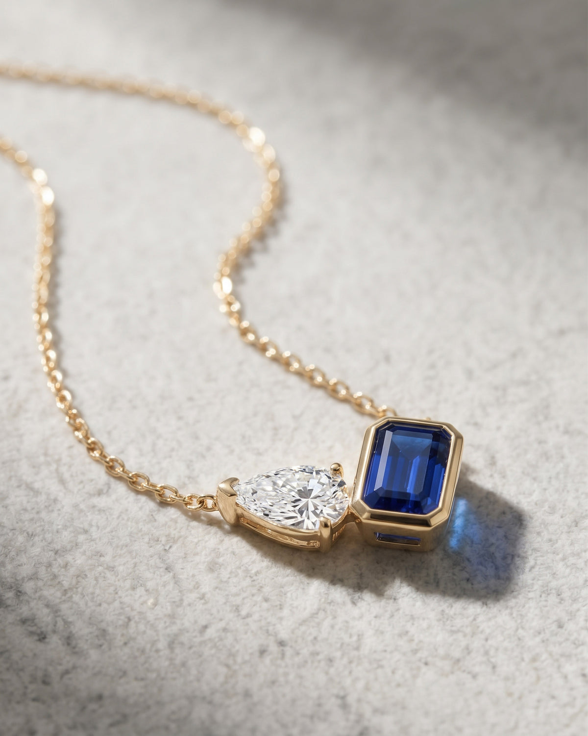 Toi Et Moi Blue Sapphire and Diamond Necklace
