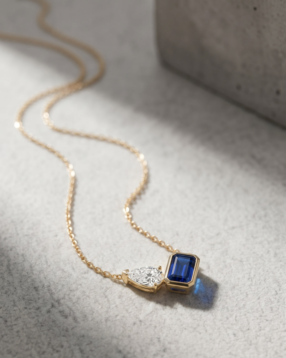 Toi Et Moi Blue Sapphire and Diamond Necklace