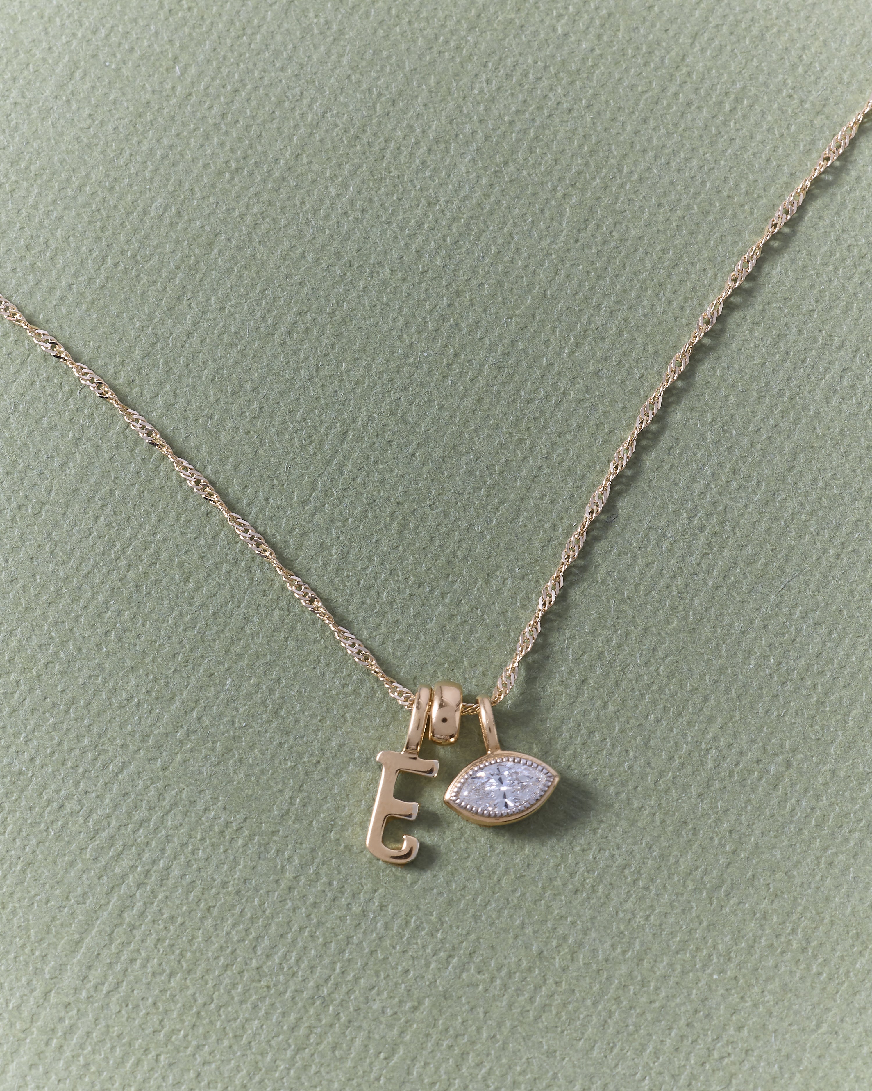 Diamond Initial Pendant Necklace Lab-Grown Diamond Solid Gold Recycled ...