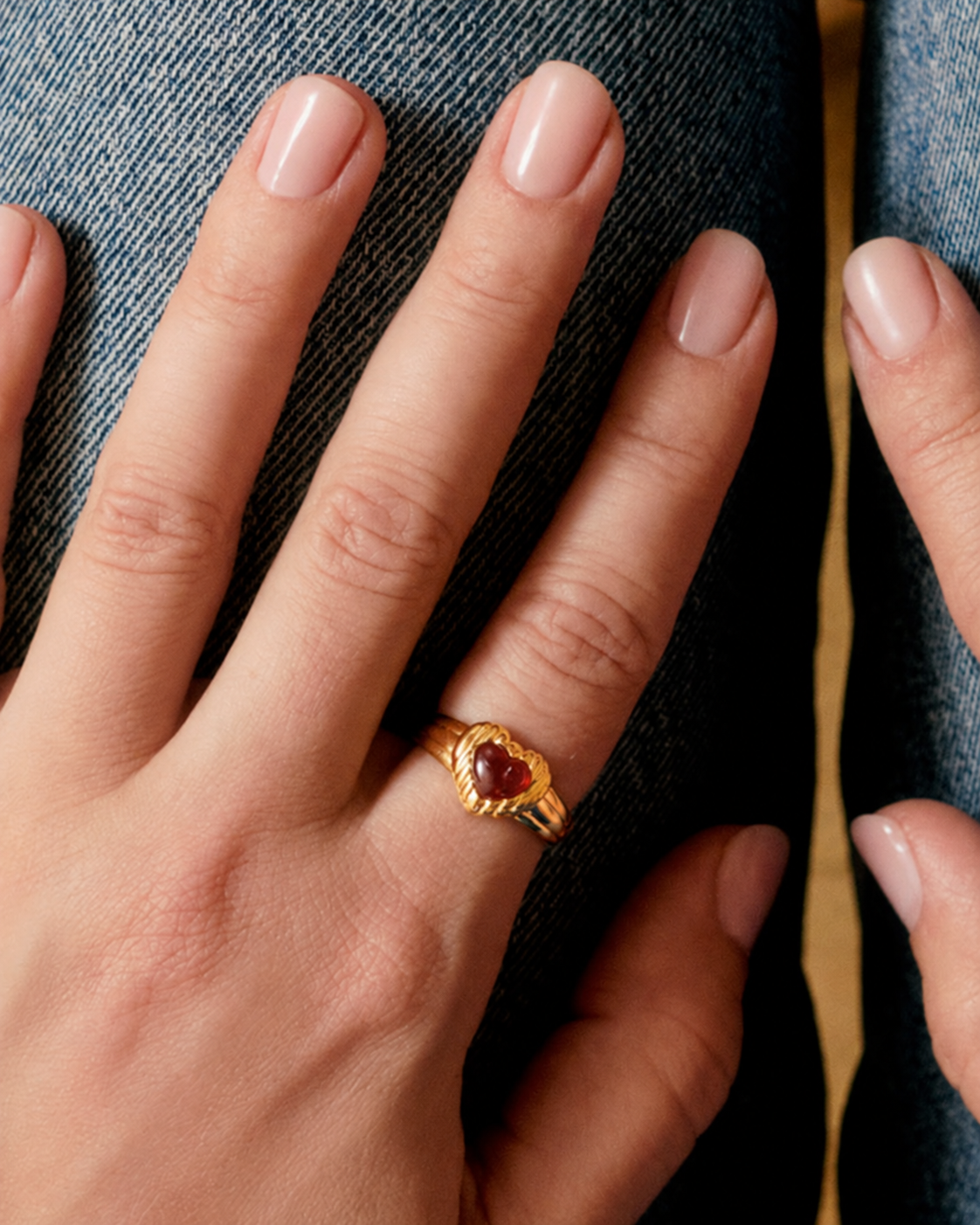 Lily Pebbles Ridge Garnet Heart Ring