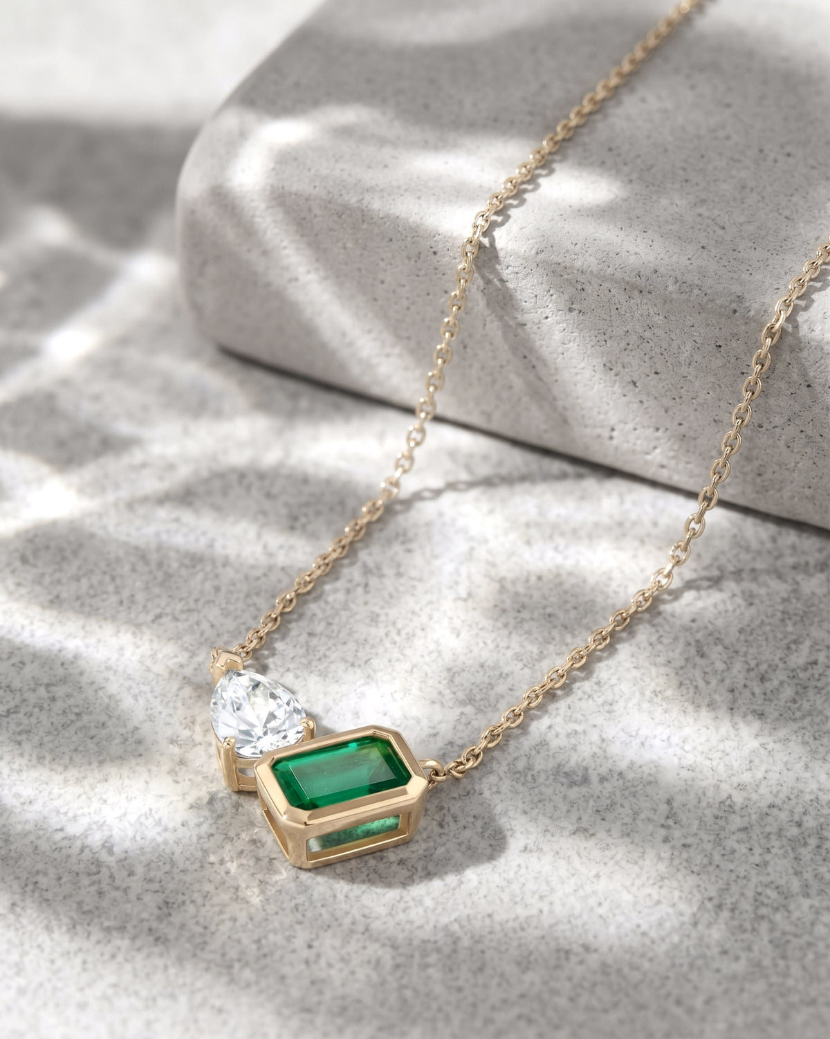 Toi Et Moi Emerald and Diamond Necklace