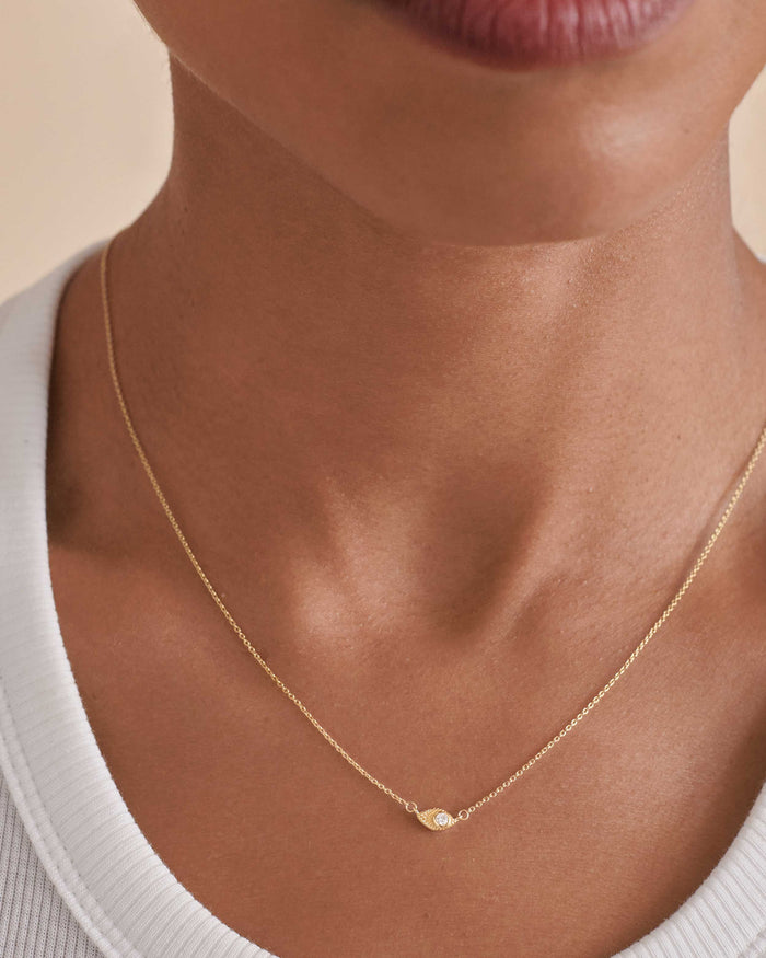 Evil Eye Diamond Necklace  - Yellow Gold