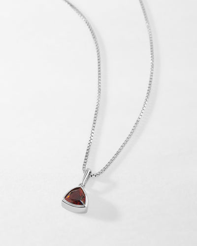 Garnet January Birthstone Necklace - Silver