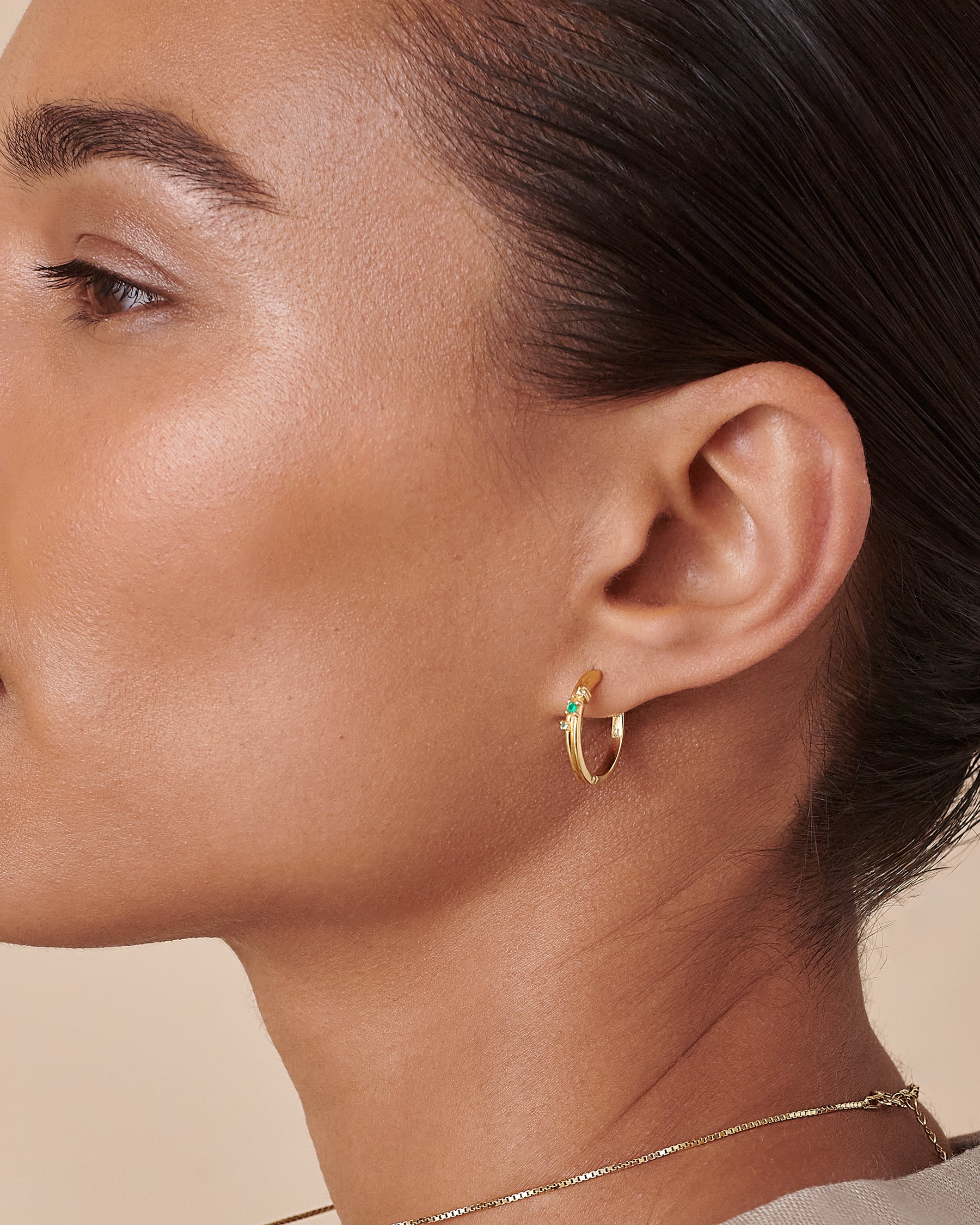 Intuition Emerald Hoop Earrings EDGE of EMBER