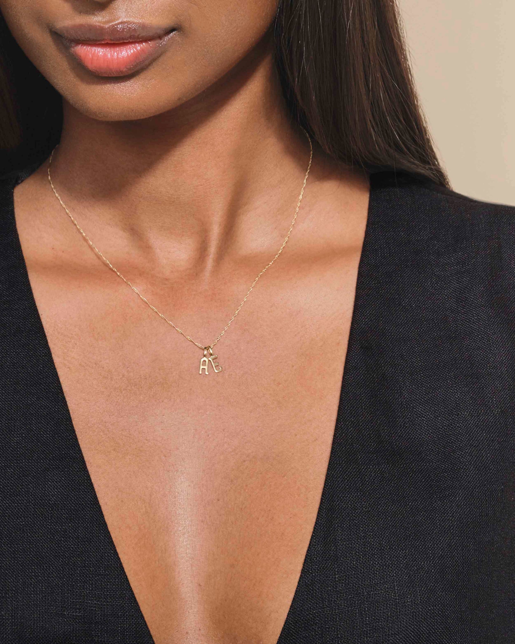 14K Gold Asymmetrical Double Initial Necklace – Nana Bijou