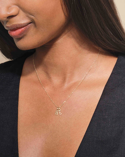14k Asymmetrical Multiple Initials Necklace – SEE WHY