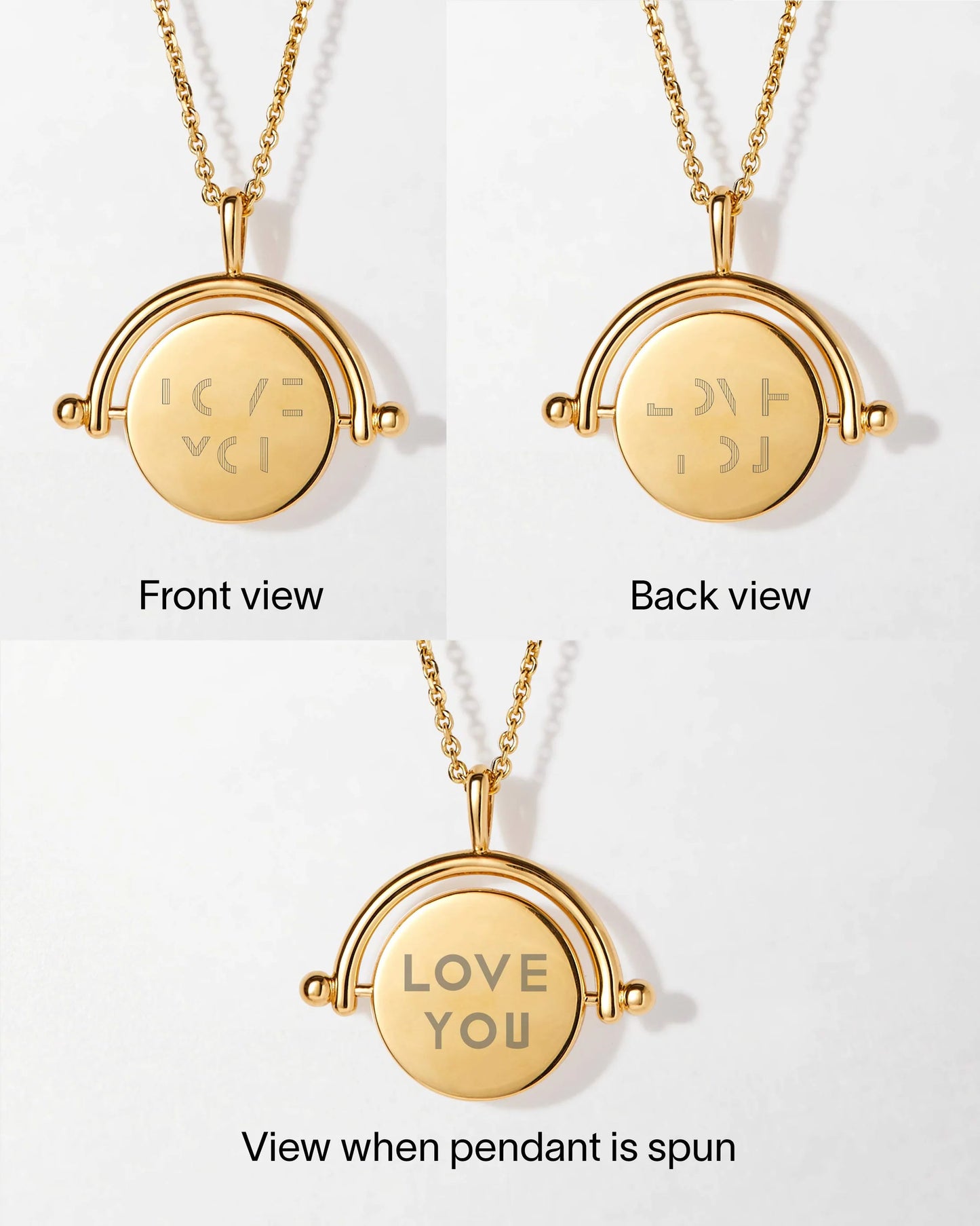 Hidden Message Spinner Necklace 18k Gold Plated