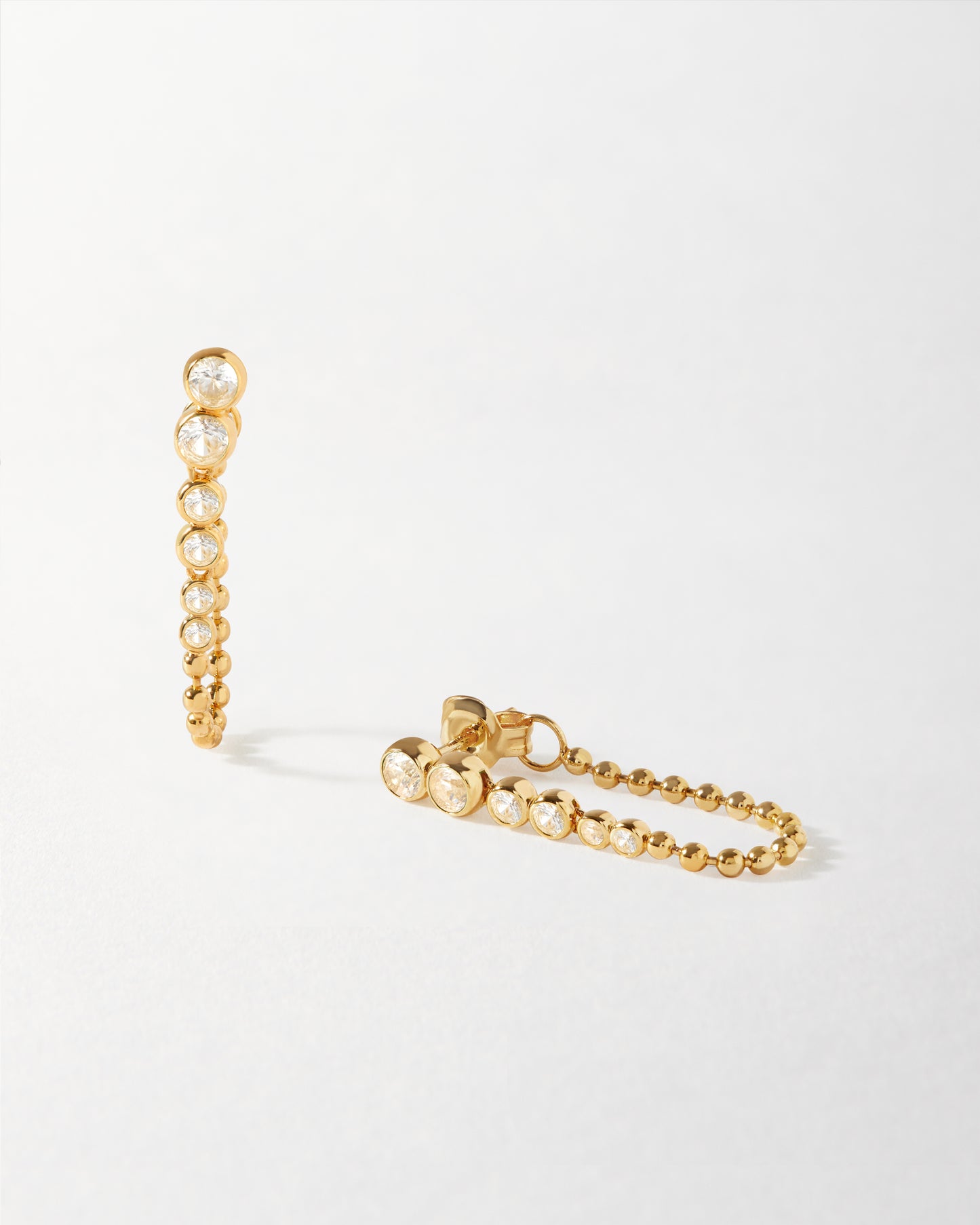 Globe White Sapphire Chain Loop Earring
