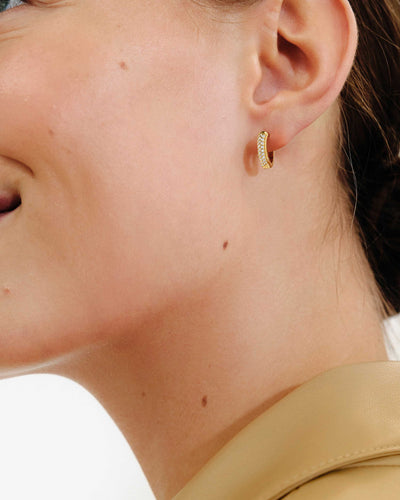 Pave Hoop Gold Earrings