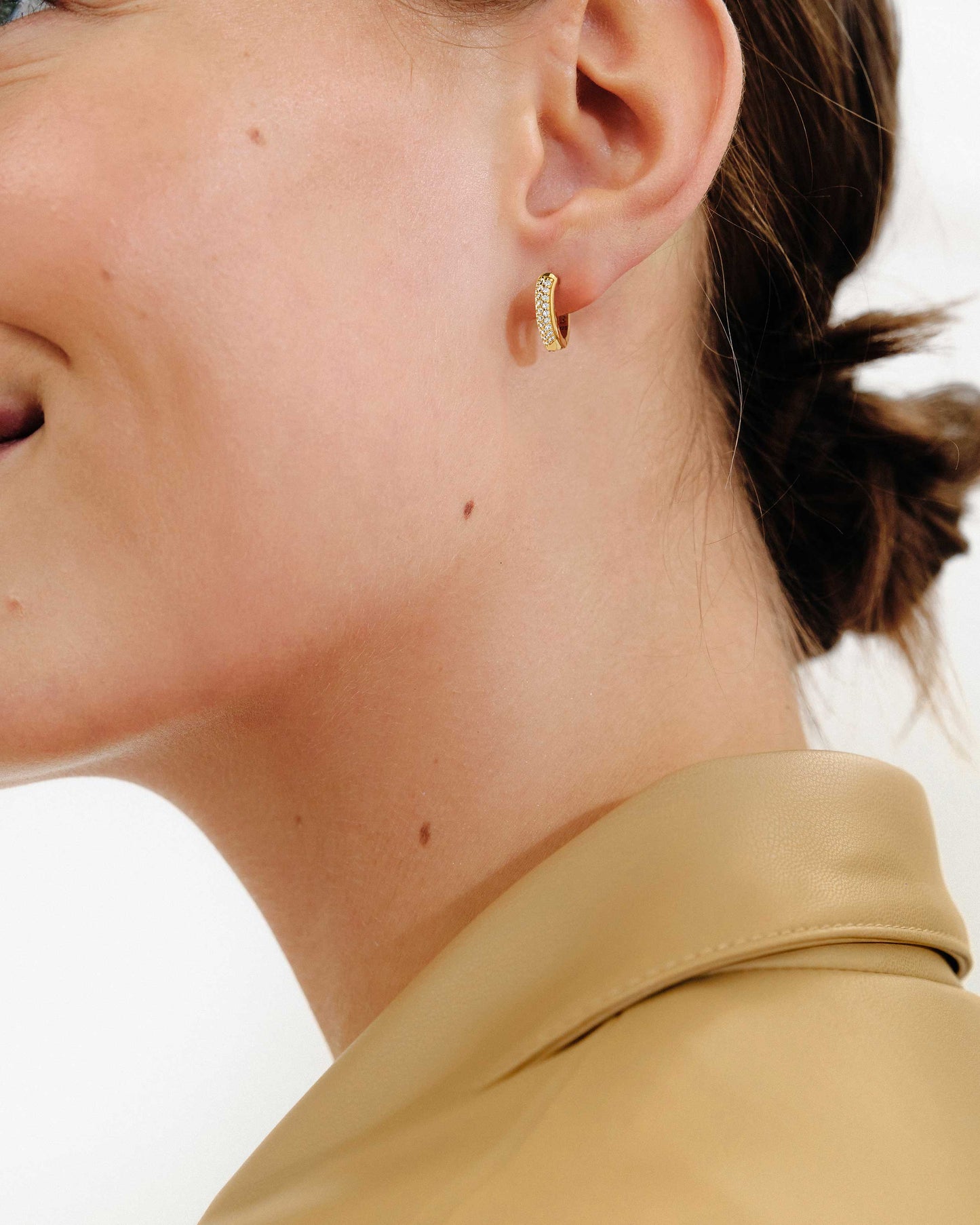 Pave Hoop Gold Earrings