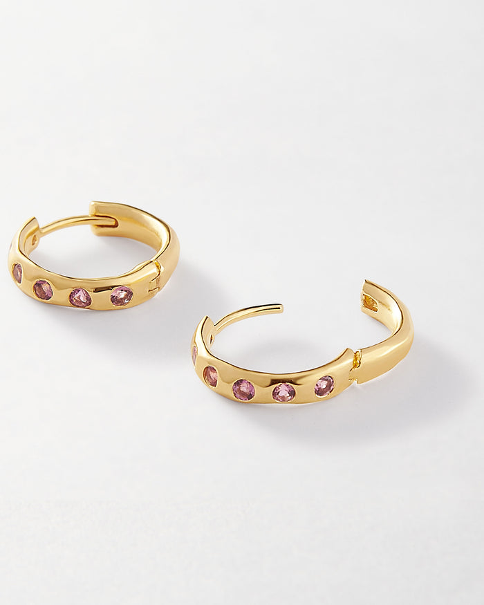 Solstice Pink Tourmaline Earrings - Gold