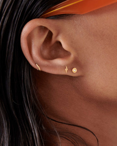 Sun Ray Diamond Piercing Earring