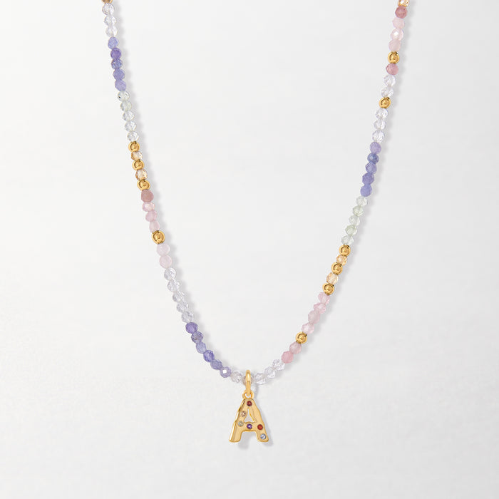 Wisteria Gemstone Initial Necklace