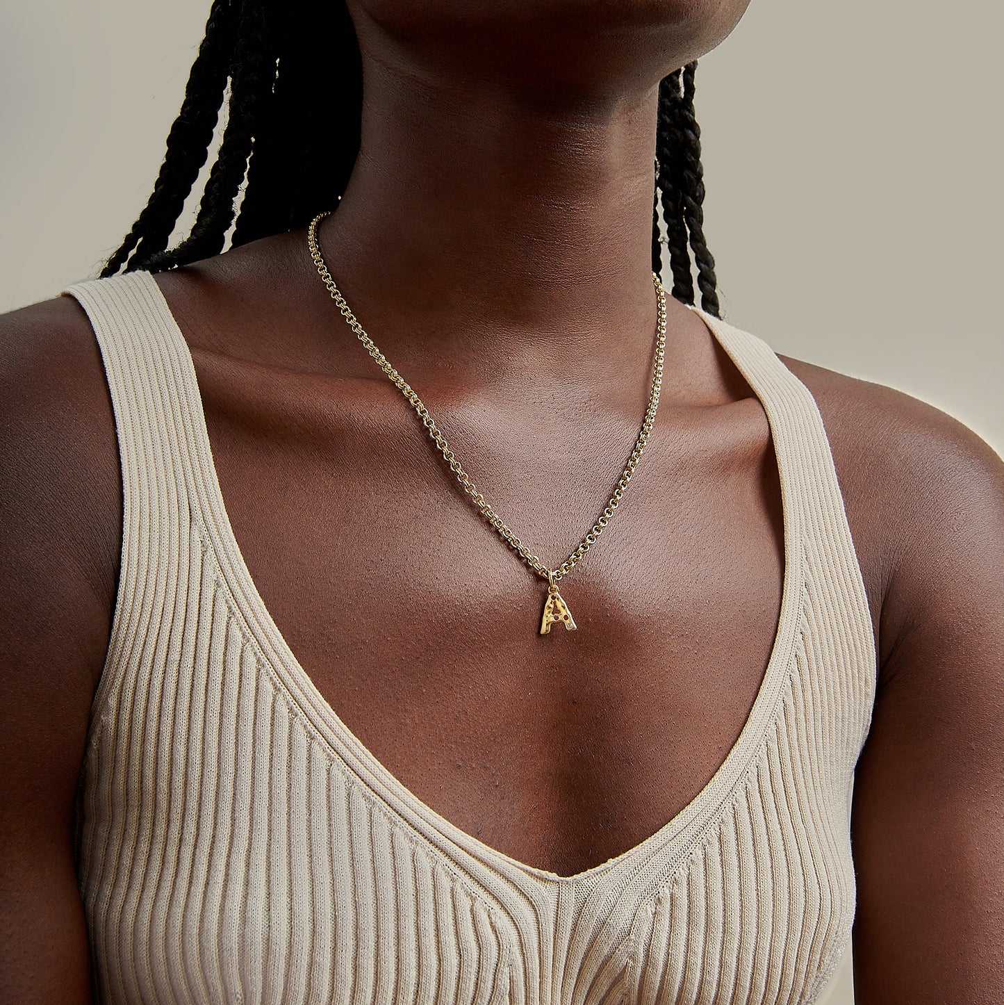 Rainbow Initial Pendant - Gold