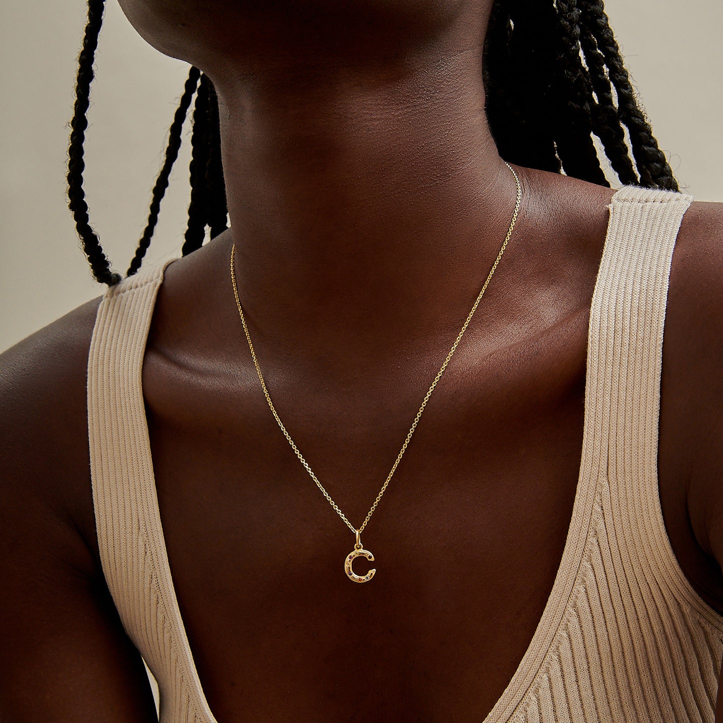 Rainbow Initial Pendant - Gold