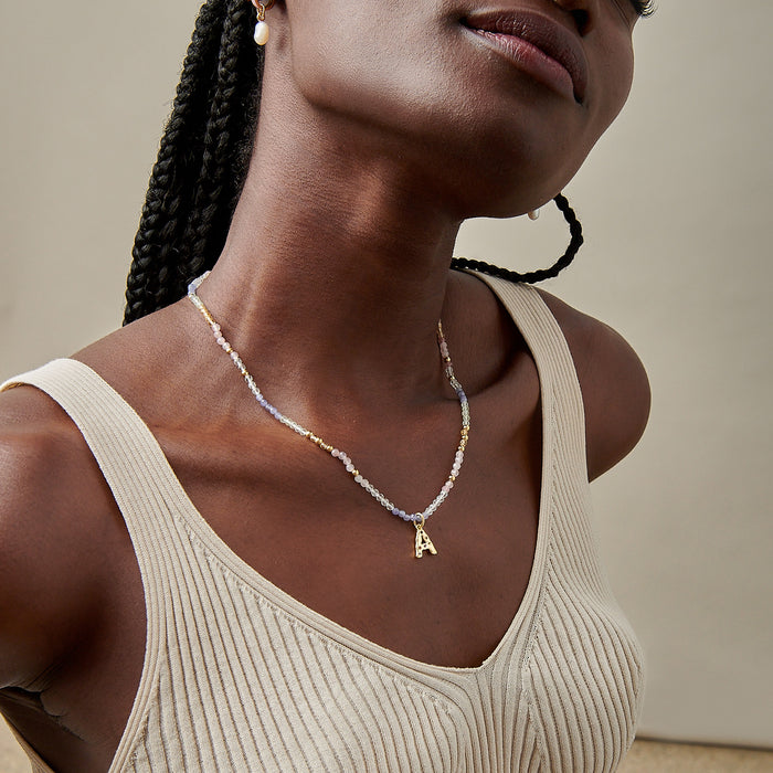 Wisteria Gemstone Initial Necklace