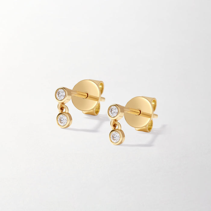 Dainty Drop Diamond Earring - Yellow Gold