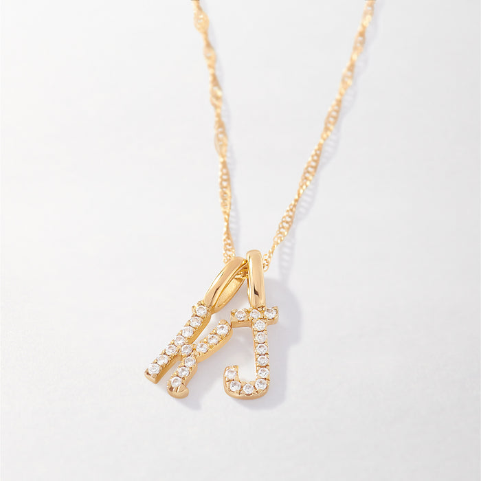 Double Initial Diamond Necklace