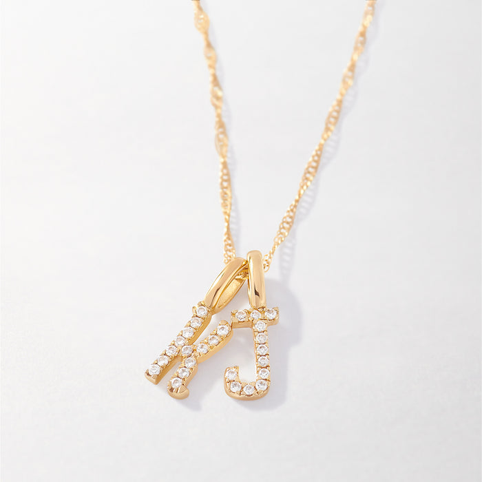 Two initial diamond necklace Clearance