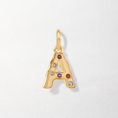 Rainbow Initial Pendant - Gold