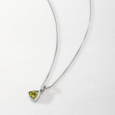 Peridot August Birthstone Necklace - Silver