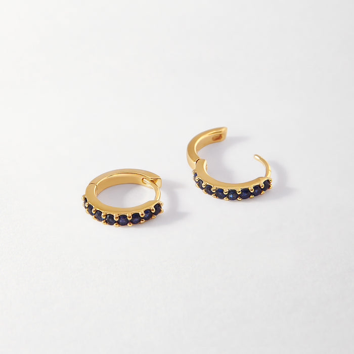 Blue Sapphire Pavé Huggie Earrings