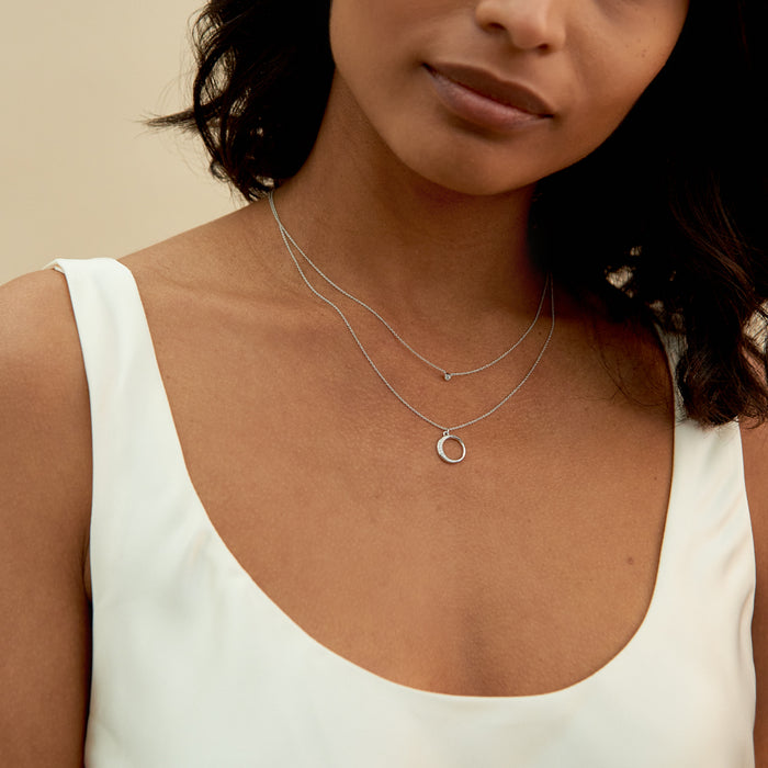 Crescent Diamond necklace - White Gold