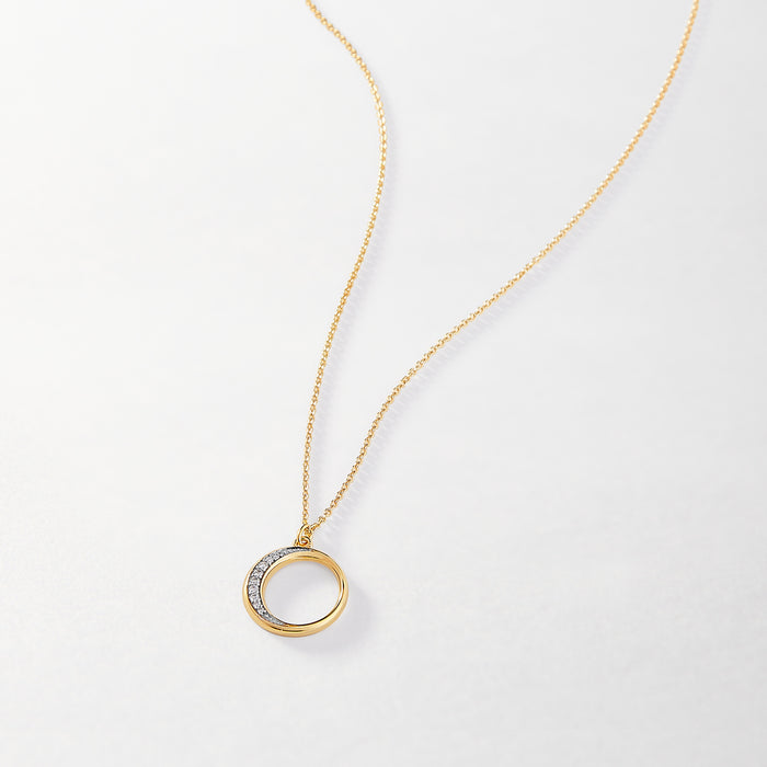 Crescent Diamond Necklace  - Yellow Gold