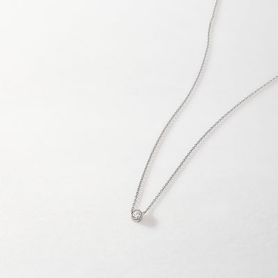 Dainty Solitaire Diamond Necklace - White Gold