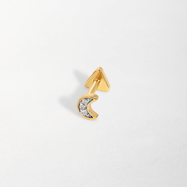 スタージュエリー K18DIAMOND MOON PIERCED EARRING CZ Stone Moon and Star Gold Earrings