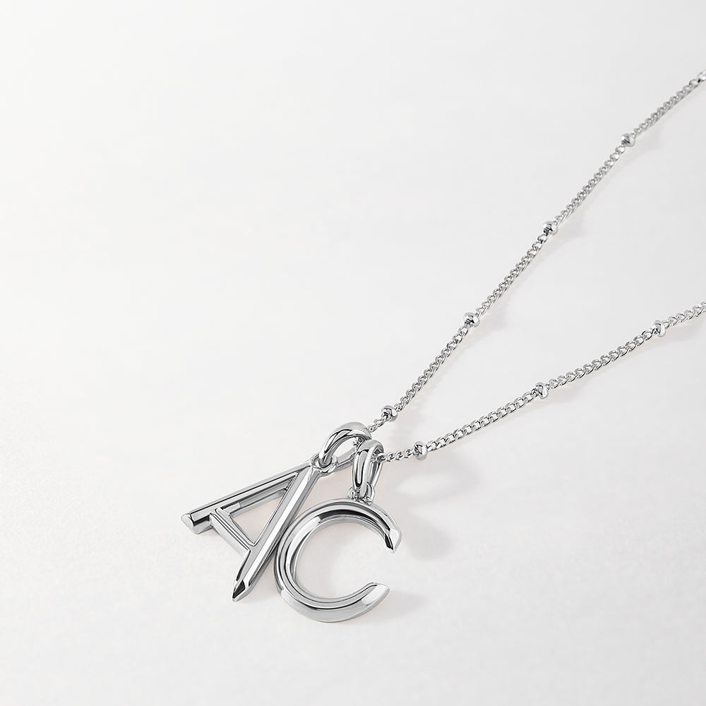 Double Initial Necklace - Silver