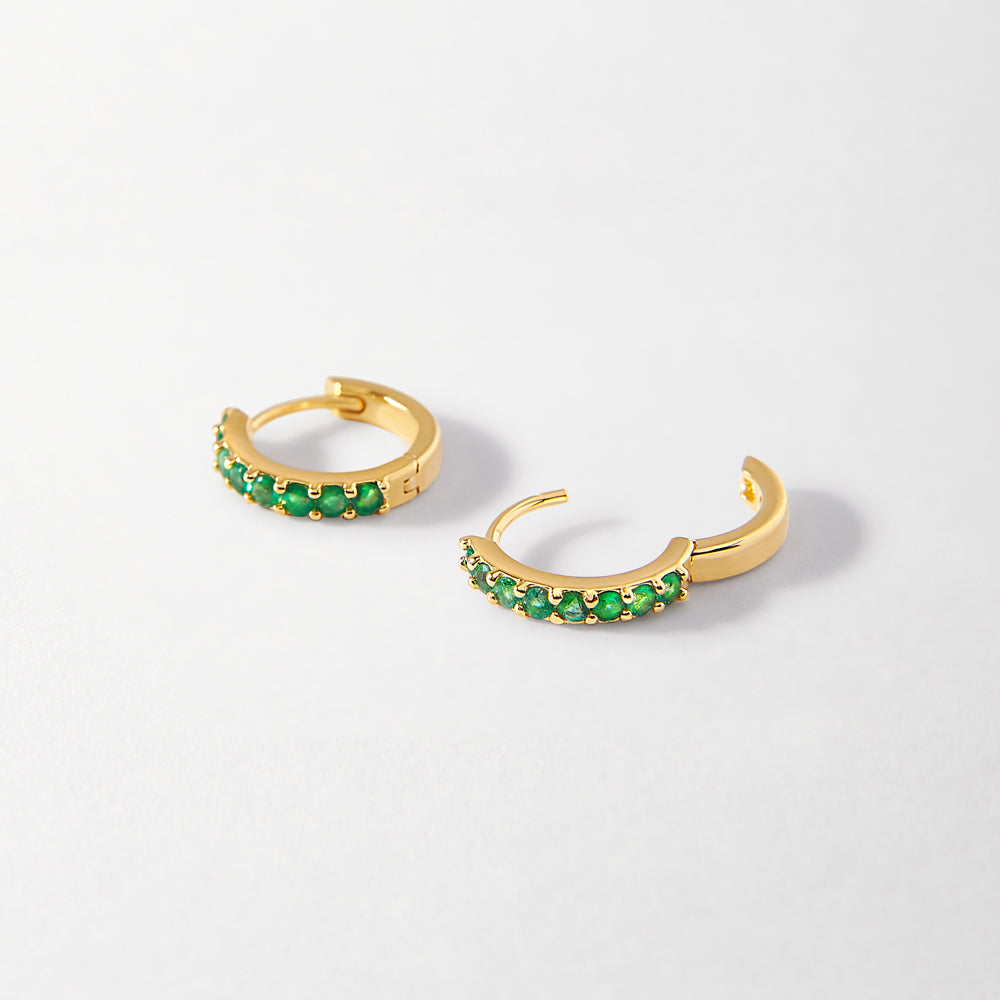 Emerald Pavé Huggie Earrings