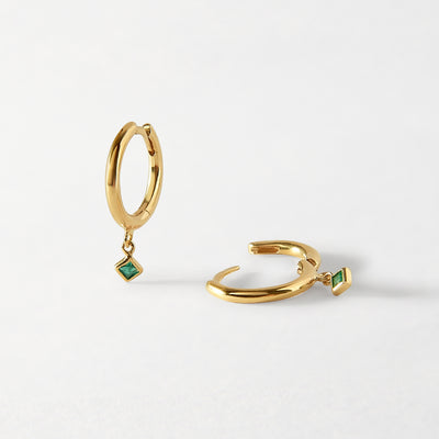 Emerald Gold Huggie Earrings