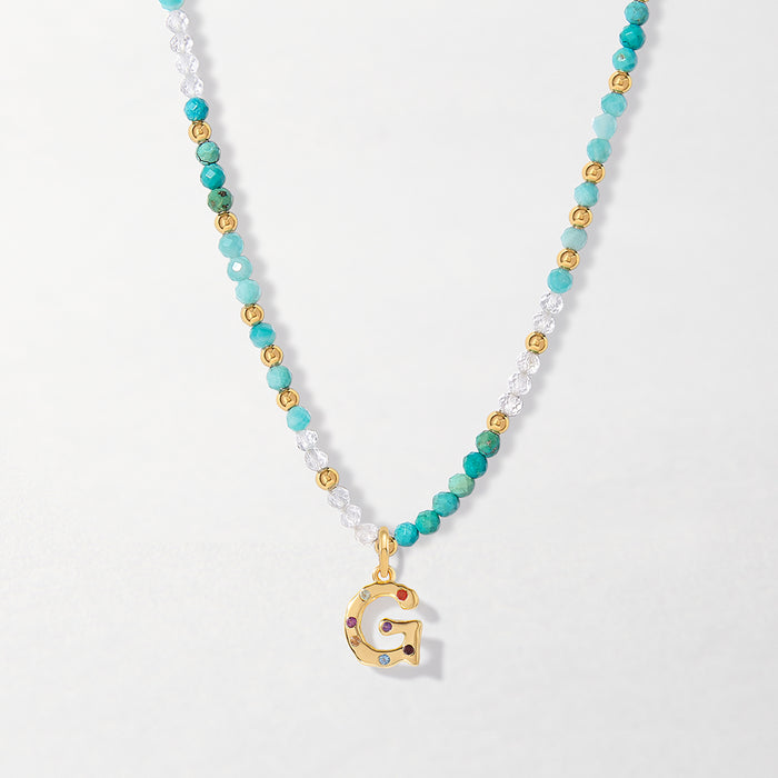 Azure Gemstone Initial Necklace