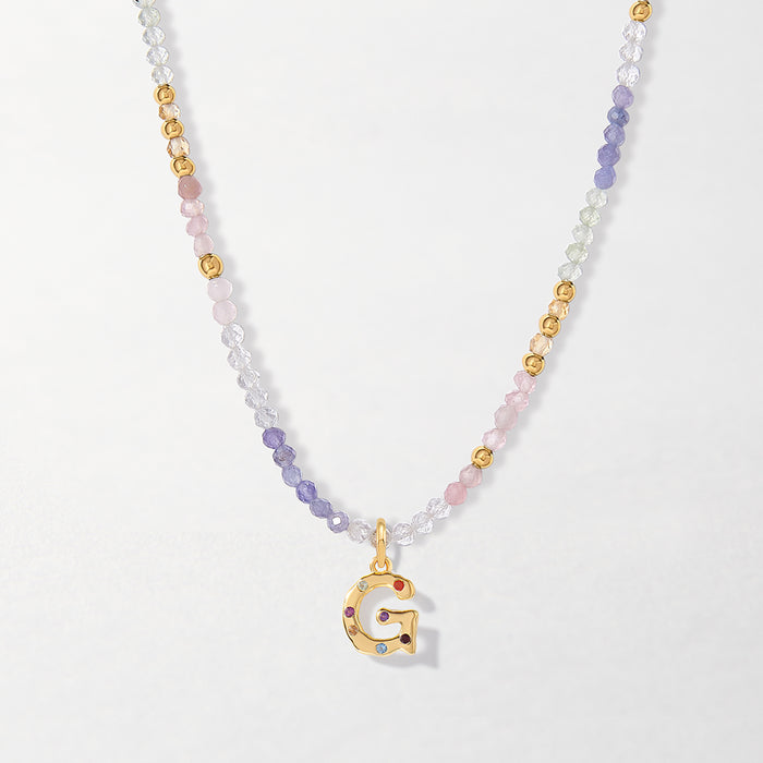 Wisteria Gemstone Initial Necklace