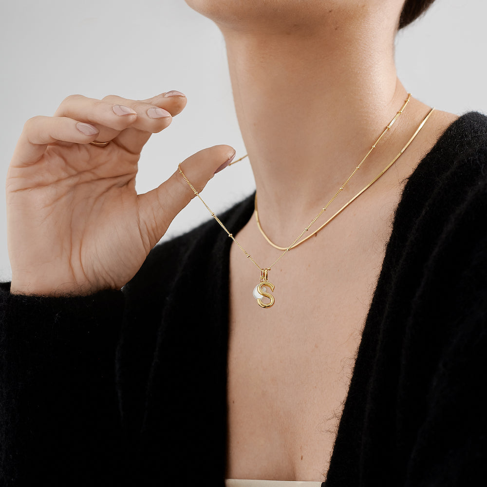 Pearl Choker Necklace With Gold Vermeil Initial Charm By Bish Bosh Becca |  notonthehighstreet.com