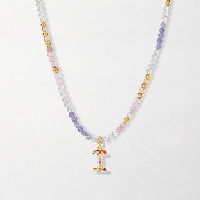 Wisteria Gemstone Initial Necklace