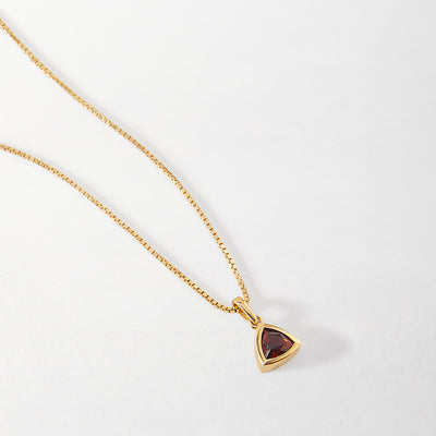 Garnet January Birthstone Necklace - Gold