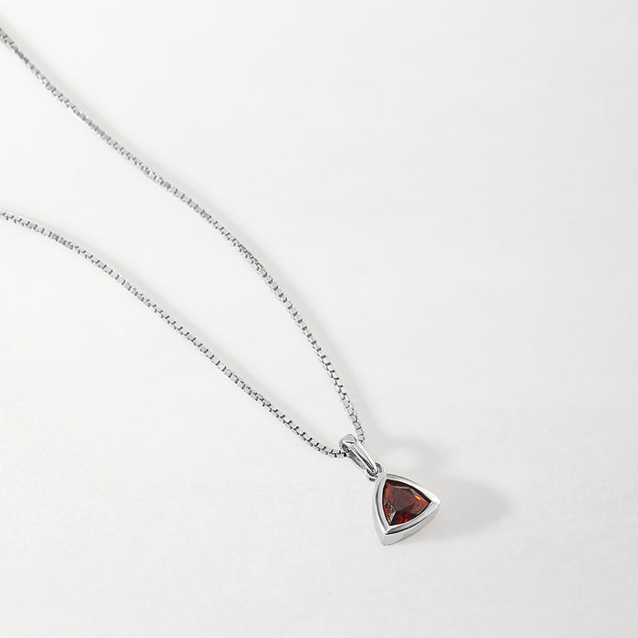 Garnet January Birthstone Necklace - Silver