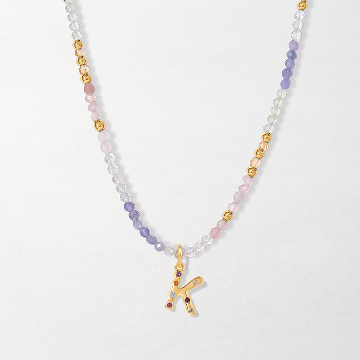 Wisteria Gemstone Initial Necklace
