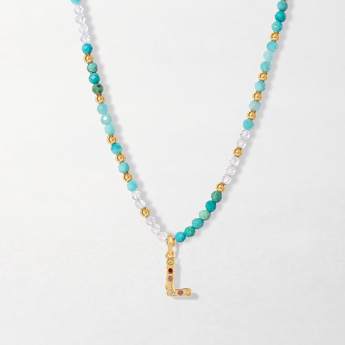 Azure Gemstone Initial Necklace