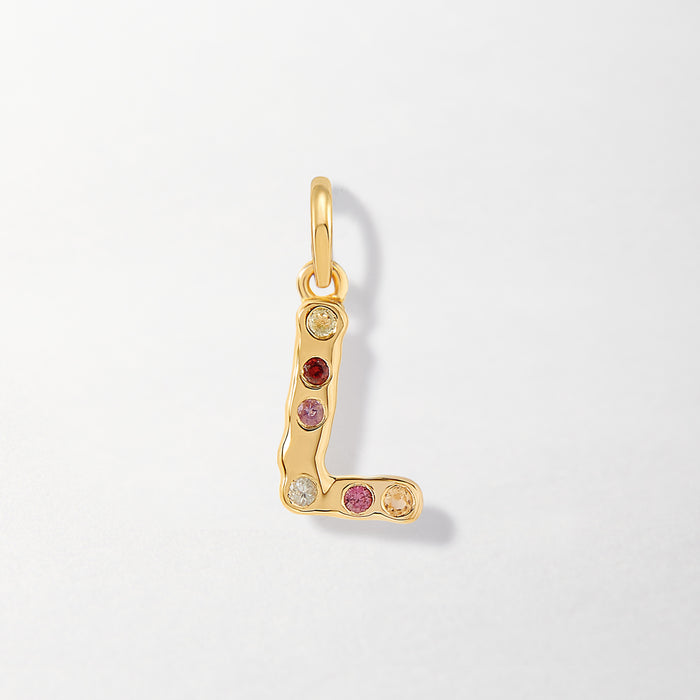Rainbow Initial Pendant - Gold