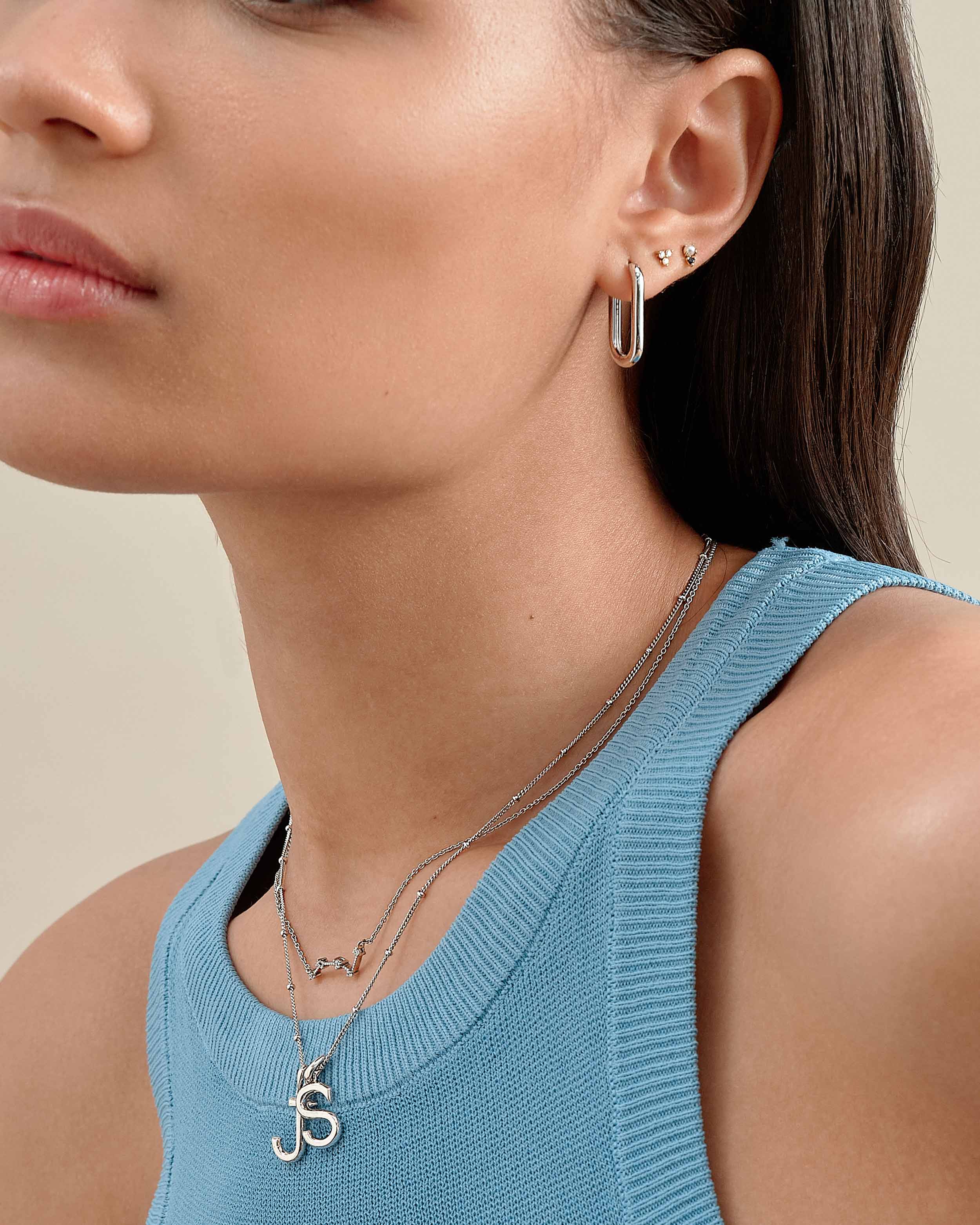 Link Rectangle Oval Hoop Earrings - Silver – EDGE of EMBER