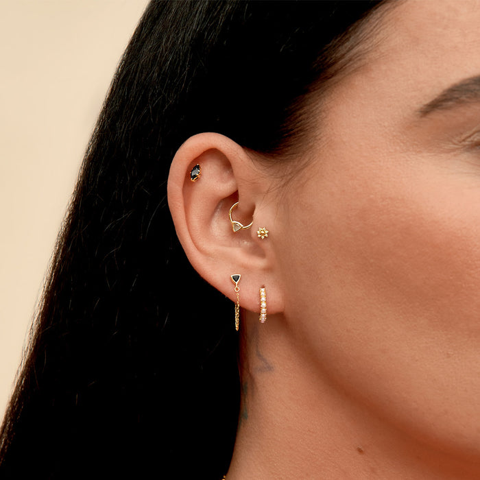 Flower Diamond Piercing Earring