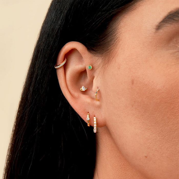 Sun Ray Emerald Piercing Earring
